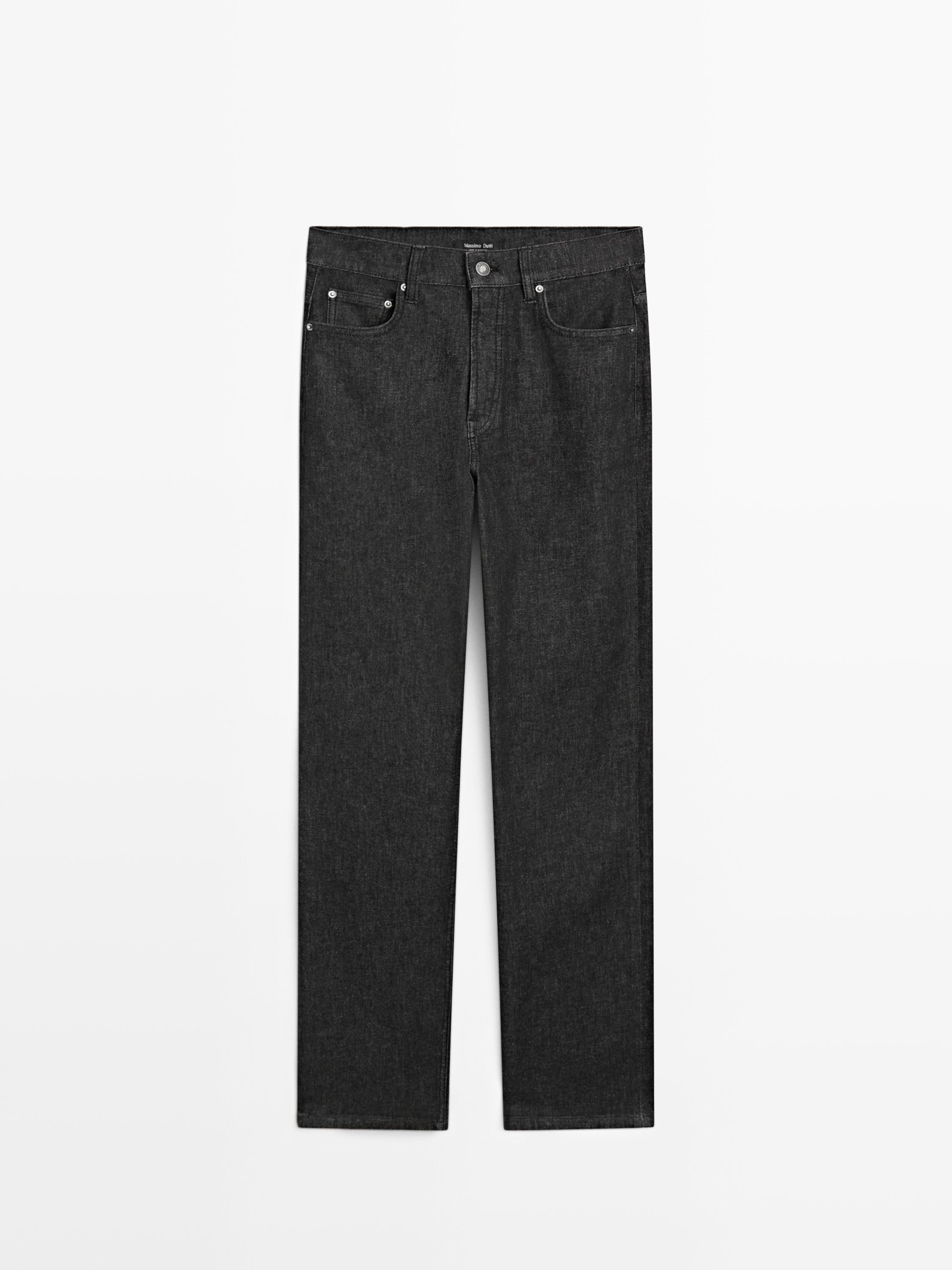 High-waist straight-leg jeans